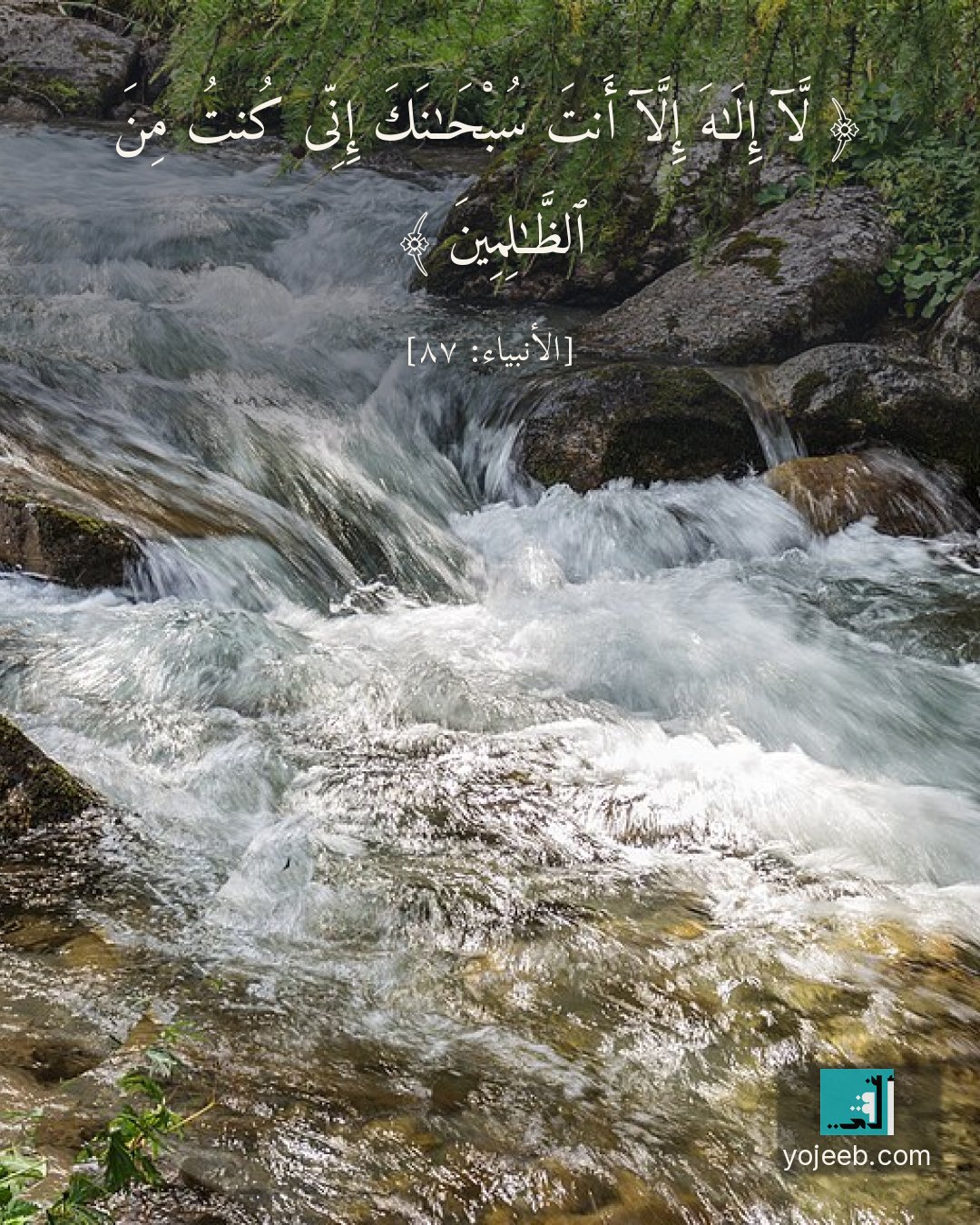 بطاقة دعاء مصورة — لا إله إلا أنت سبحنك إنى كنت