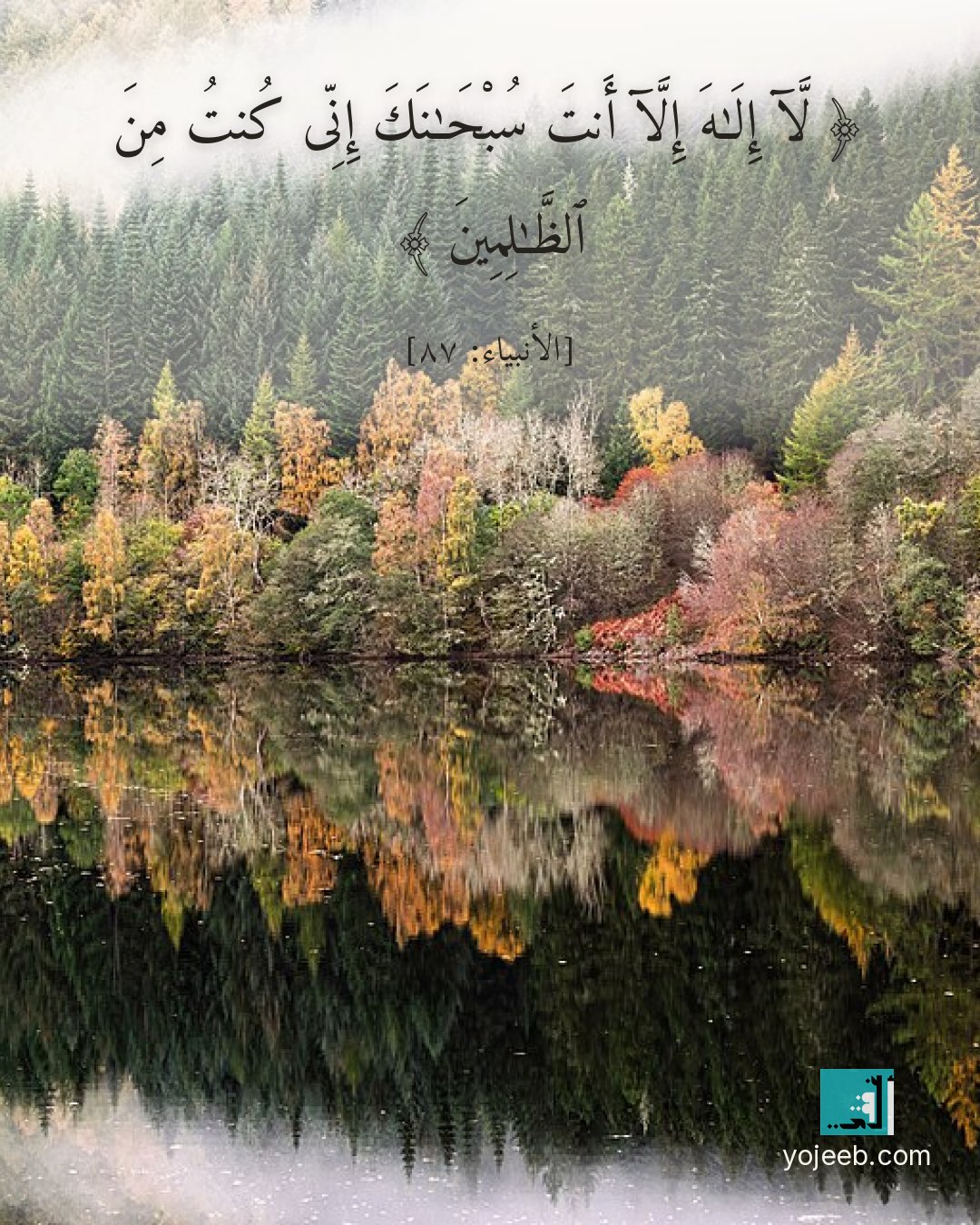 بطاقة دعاء مصورة — لا إله إلا أنت سبحنك إنى كنت