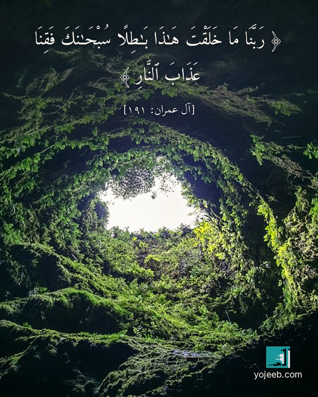بطاقة دعاء مصورة — ربنا ما خلقت هذا بطلا سبحنك فقنا