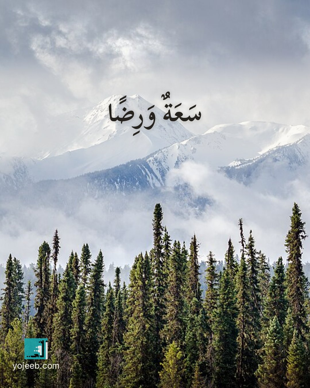 بطاقة دعاء الرزق على صورة غابة — سعة ورضا