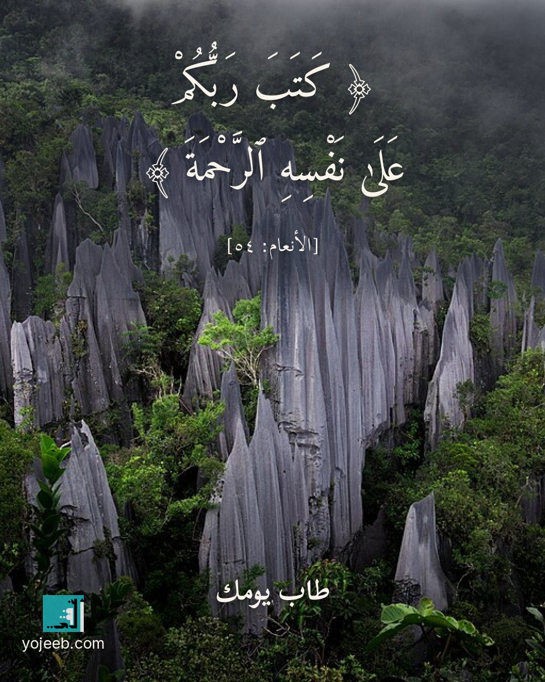 بطاقة آيات تريح القلب — كتب ربكم على نفسه الرحمة