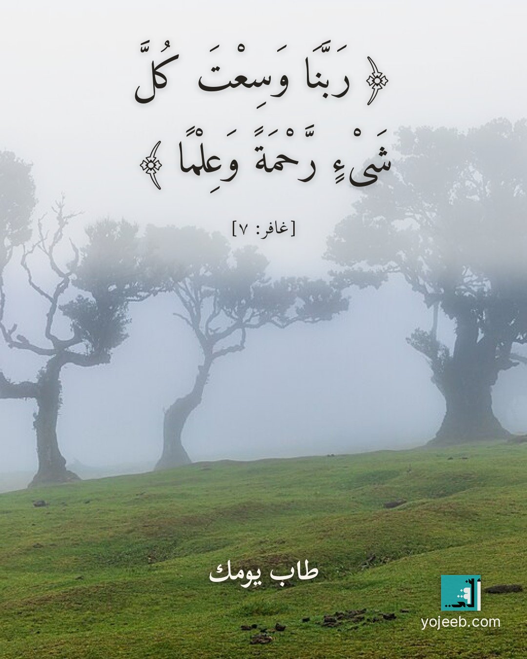 بطاقة دعاء على صورة غابة — ربنا وسعت كل شىء رحمة