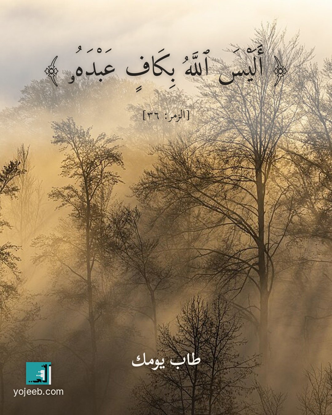 بطاقة آيات تريح القلب — أليس الله بكاف عبده