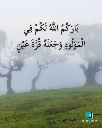 بطاقة تهنئة بالمولود — بارك الله لكم في المولود وجعله