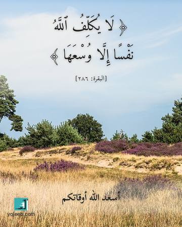 بطاقة آيات تريح القلب — لا يكلف الله نفسا إلا وسعها